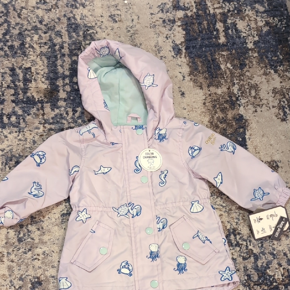 OshKosh B'gosh Pink and Blue Raincoat with Hooded Design